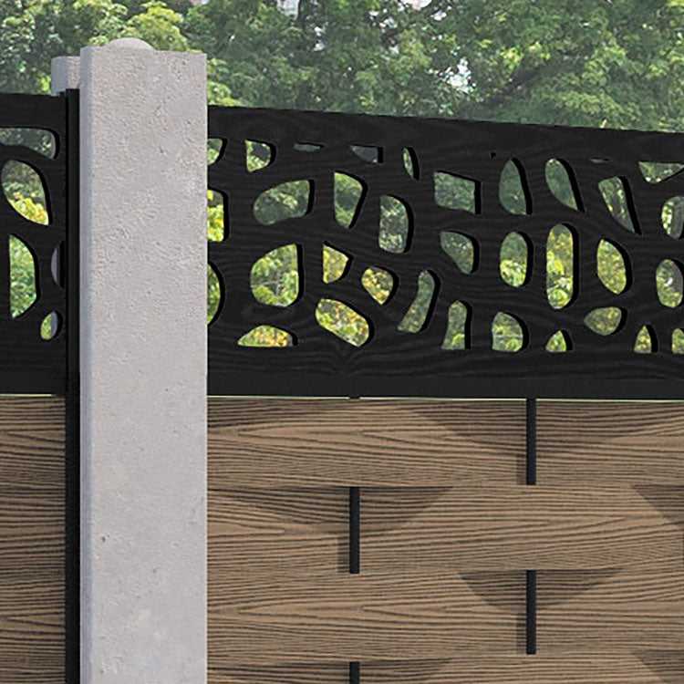 Ripple Pebble Fence Panel - Teak - for existing concrete posts