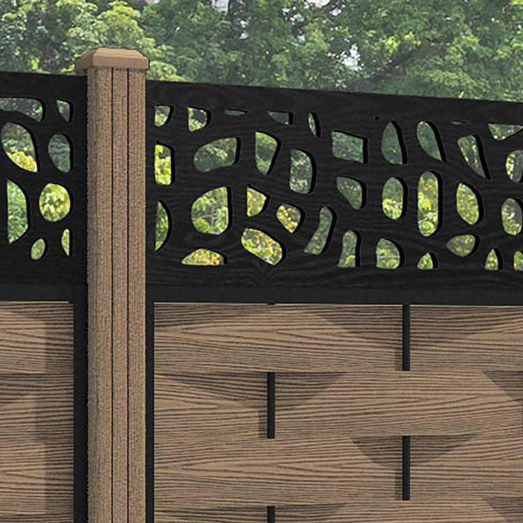 Ripple Pebble Fence Panel - Teak - with our composite posts