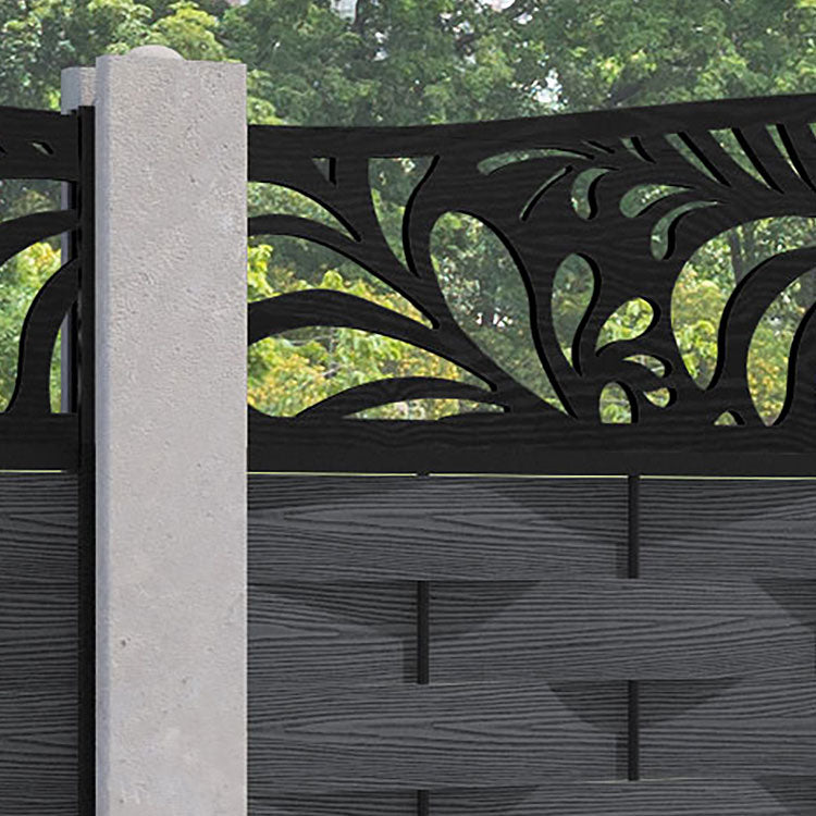 Ripple Petal Curved Top Fence Panel - Dark Grey - for existing concrete posts