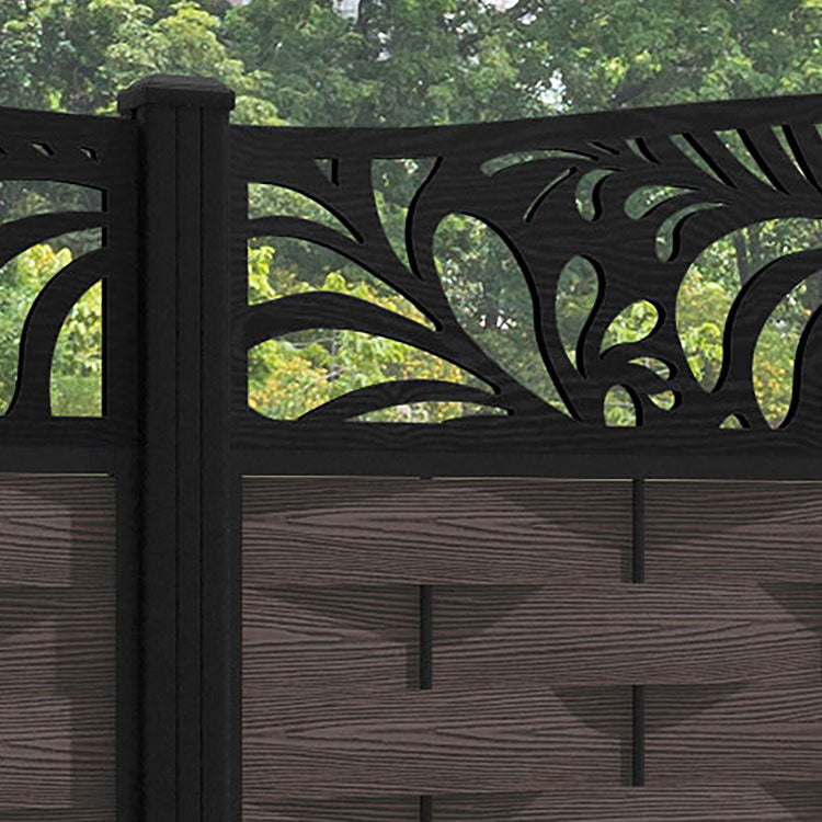 Ripple Petal Curved Top Fence Panel - Mid Brown - with our aluminium posts