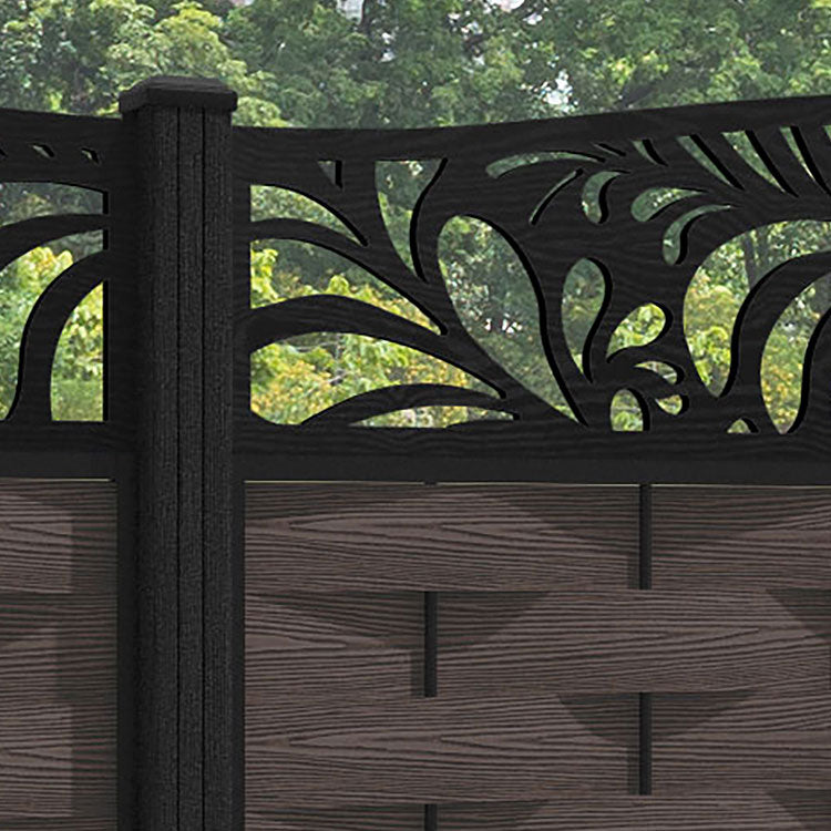 Ripple Petal Curved Top Fence Panel - Mid Brown - with our composite posts