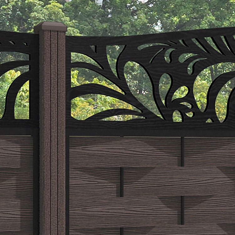 Ripple Petal Curved Top Fence Panel - Mid Brown - with our composite posts