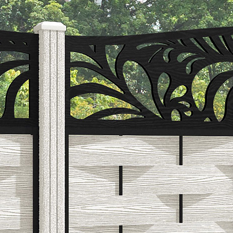 Ripple Petal Curved Top Fence Panel - Light Stone - with our composite posts