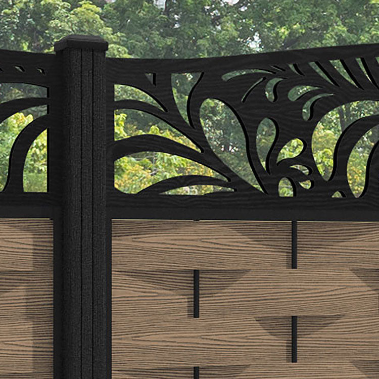 Ripple Petal Curved Top Fence Panel - Teak - with our composite posts