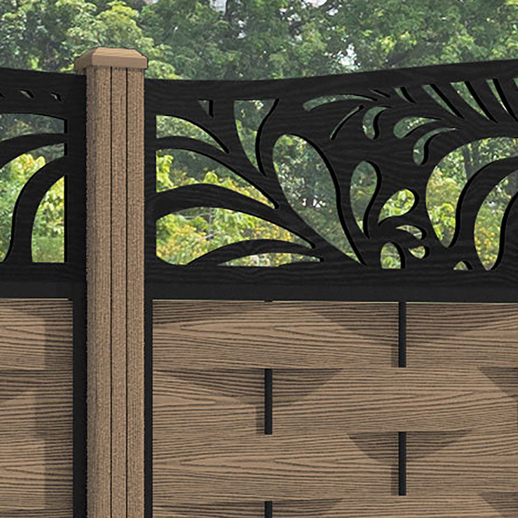 Ripple Petal Curved Top Fence Panel - Teak - with our composite posts