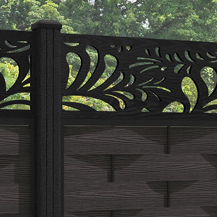 Ripple Petal Fence Panel - Dark Oak - with our composite posts