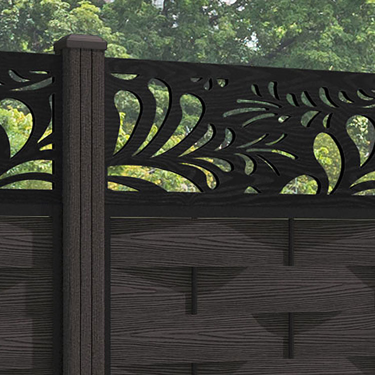 Ripple Petal Fence Panel - Dark Oak - with our composite posts