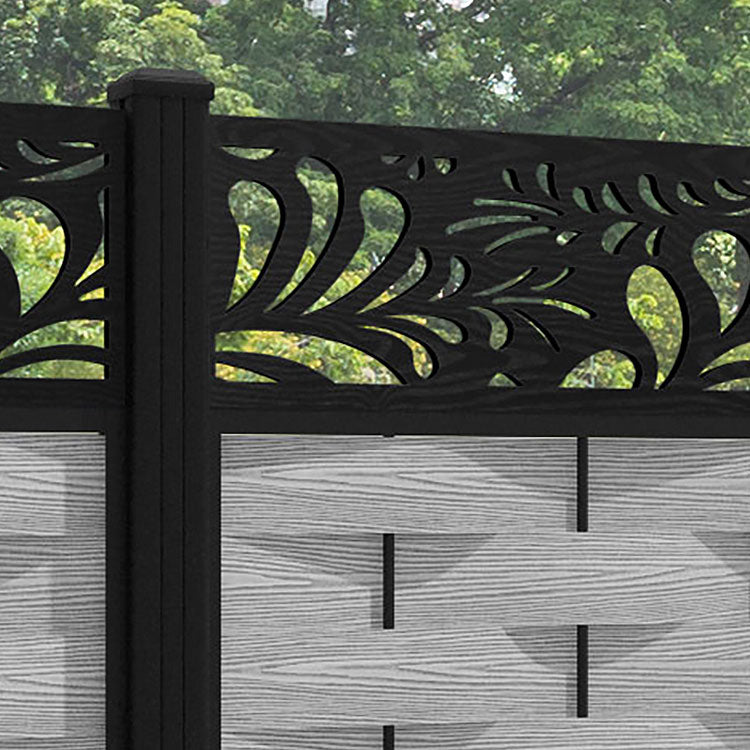 Ripple Petal Fence Panel - Light Grey - with our aluminium posts