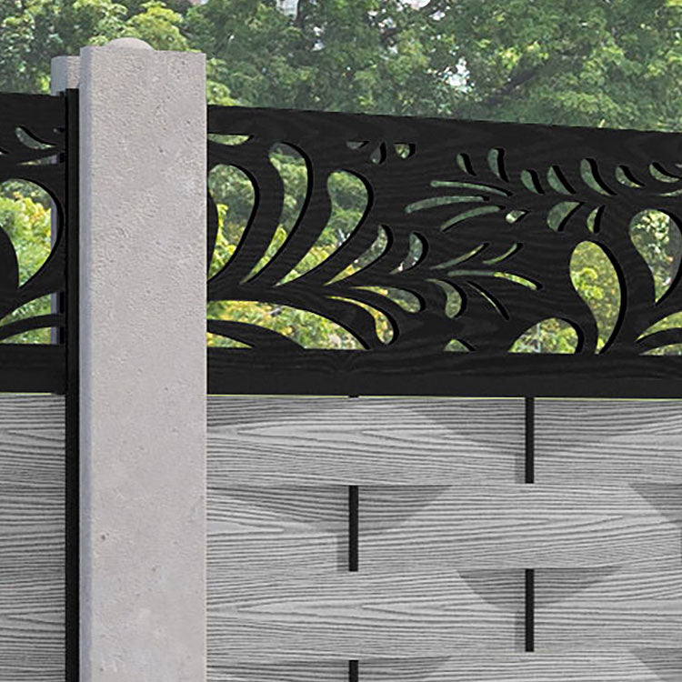 Ripple Petal Fence Panel - Light Grey - for existing concrete posts