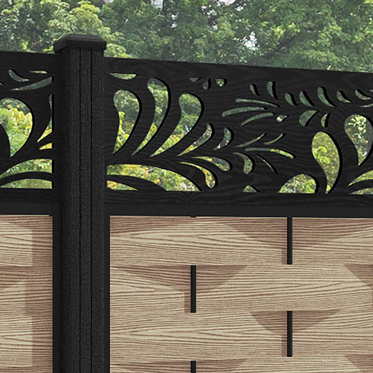 Ripple Petal Fence Panel - Light Oak - with our composite posts