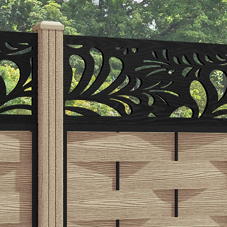 Ripple Petal Fence Panel - Light Oak - with our composite posts