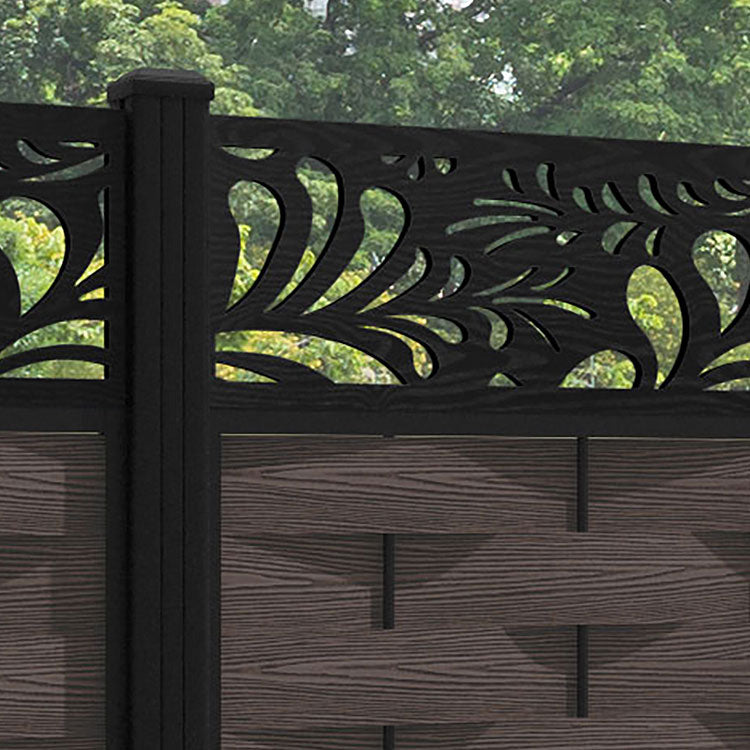Ripple Petal Fence Panel - Mid Brown - with our aluminium posts
