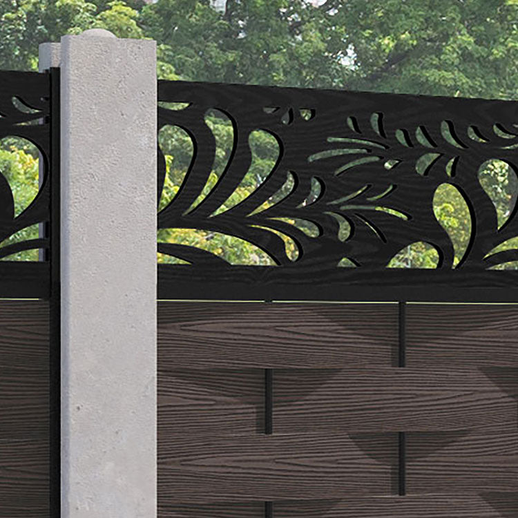 Ripple Petal Fence Panel - Mid Brown - for existing concrete posts