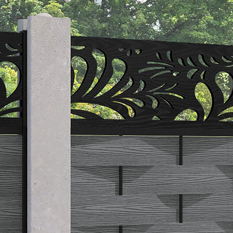 Ripple Petal Fence Panel - Mid Grey - for existing concrete posts