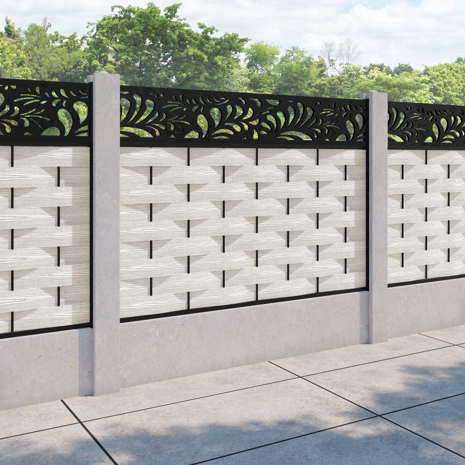 Ripple Petal Fence Panel - Light Stone - for existing concrete posts