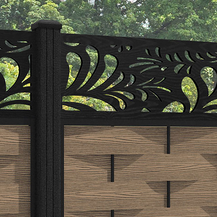 Ripple Petal Fence Panel - Teak - with our composite posts