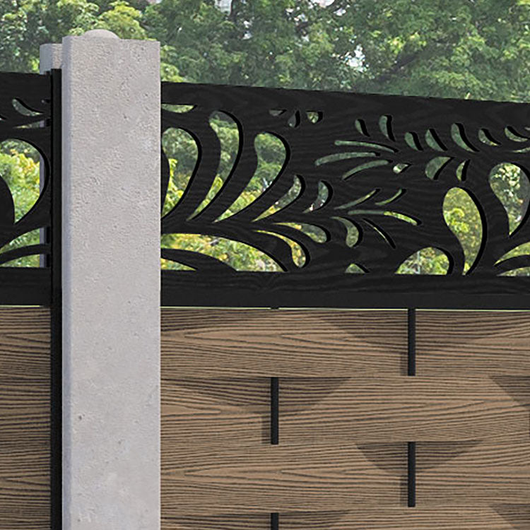 Ripple Petal Fence Panel - Teak - for existing concrete posts