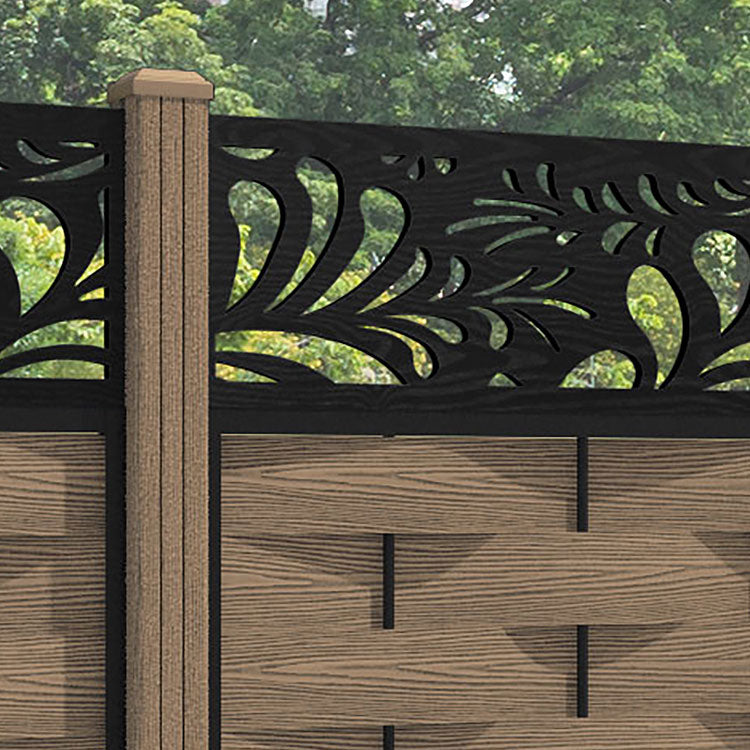 Ripple Petal Fence Panel - Teak - with our composite posts