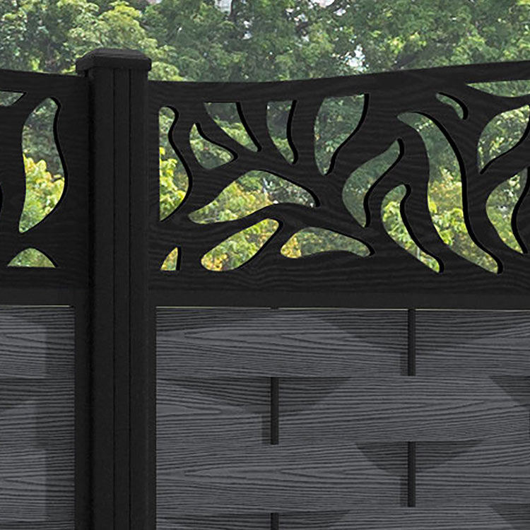 Ripple Plume Curved Top Fence Panel - Dark Grey - with our aluminium posts