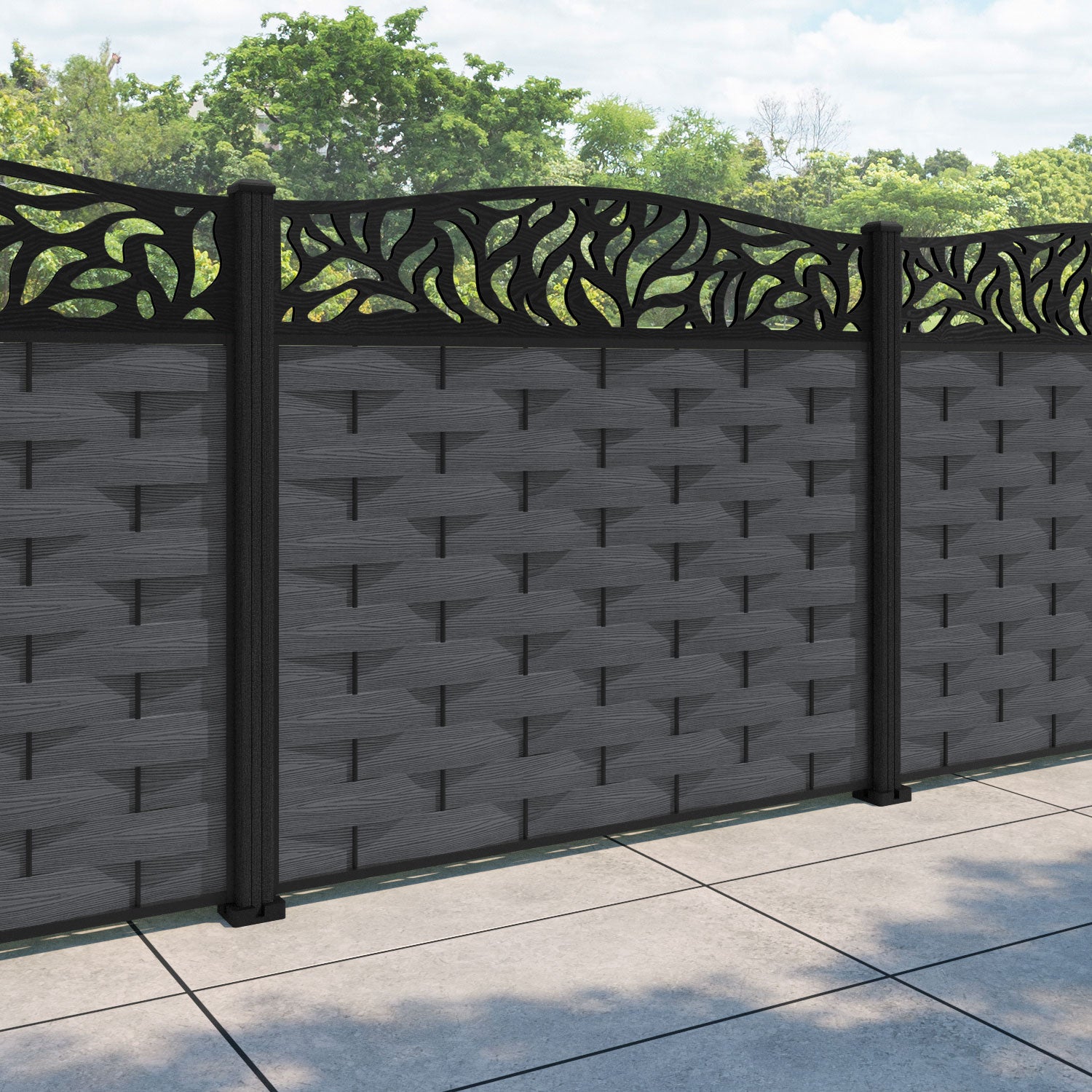 Ripple Plume Curved Top Fence Panel - Dark Grey - with our composite posts