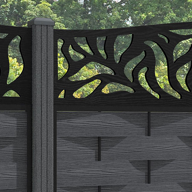 Ripple Plume Curved Top Fence Panel - Dark Grey - with our composite posts