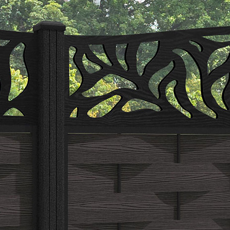 Ripple Plume Curved Top Fence Panel - Dark Oak - with our composite posts