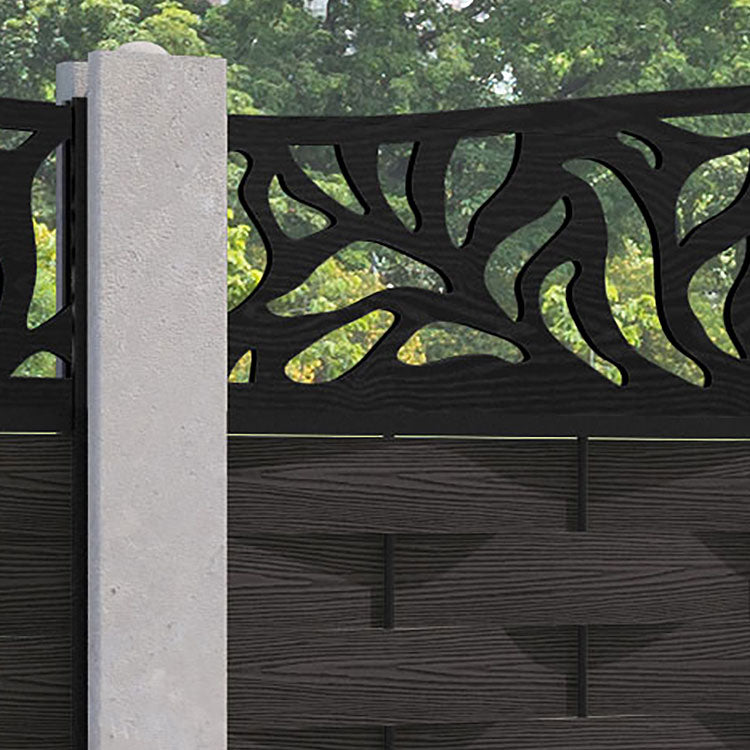 Ripple Plume Curved Top Fence Panel - Dark Oak - for existing concrete posts