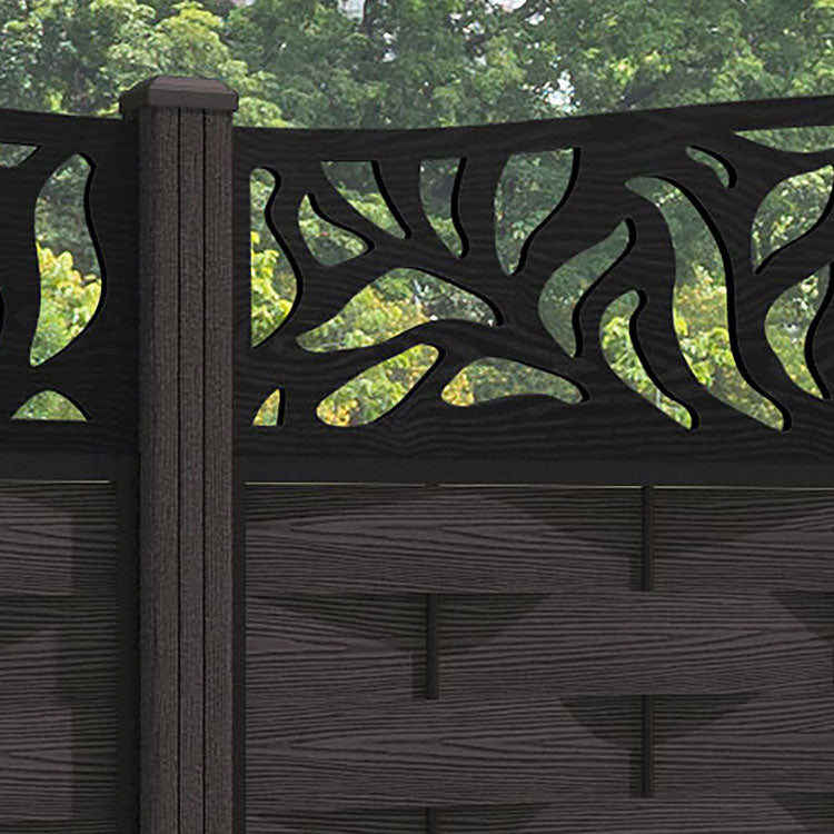 Ripple Plume Curved Top Fence Panel - Dark Oak - with our composite posts