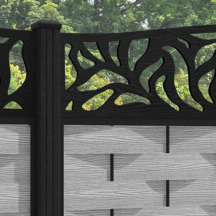 Ripple Plume Curved Top Fence Panel - Light Grey - with our composite posts
