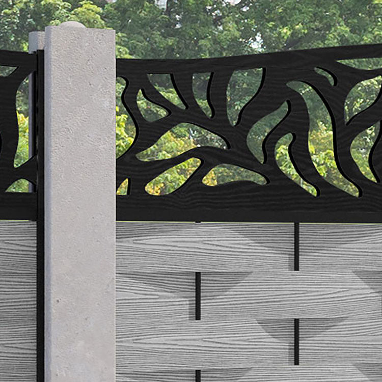 Ripple Plume Curved Top Fence Panel - Light Grey - for existing concrete posts
