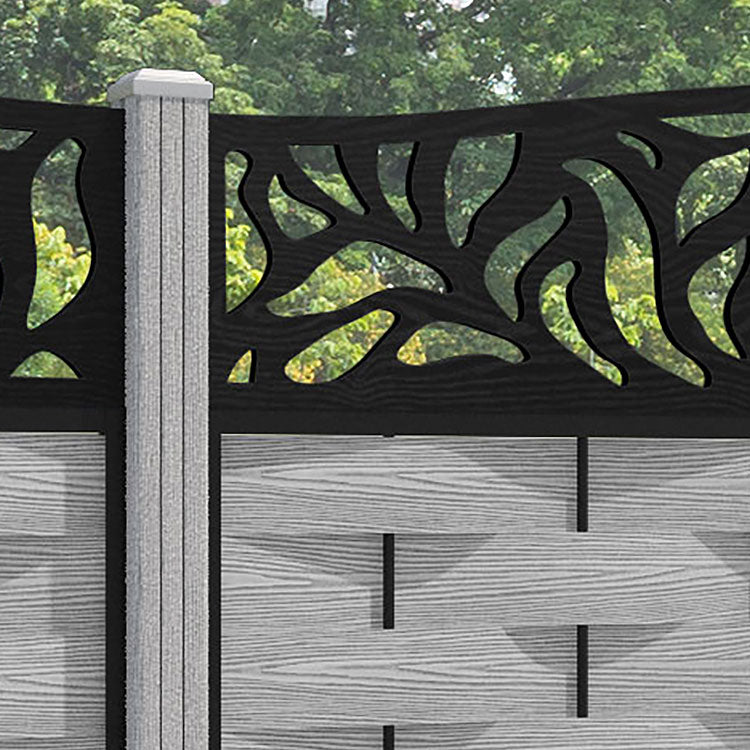 Ripple Plume Curved Top Fence Panel - Light Grey - with our composite posts