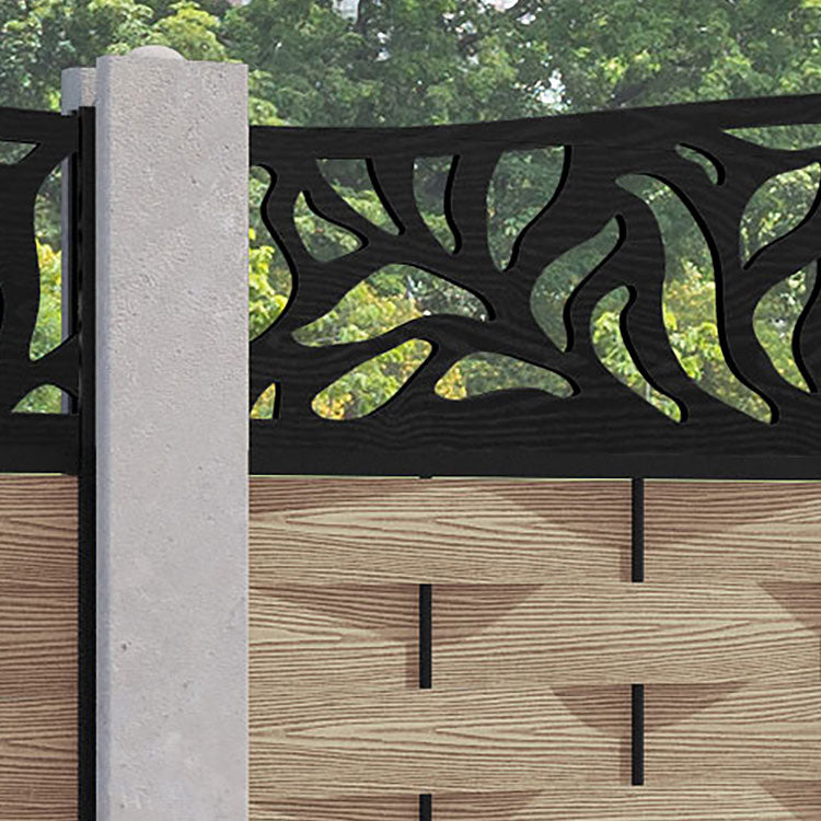 Ripple Plume Curved Top Fence Panel - Light Oak - for existing concrete posts