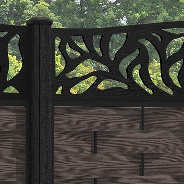Ripple Plume Curved Top Fence Panel - Mid Brown - with our composite posts