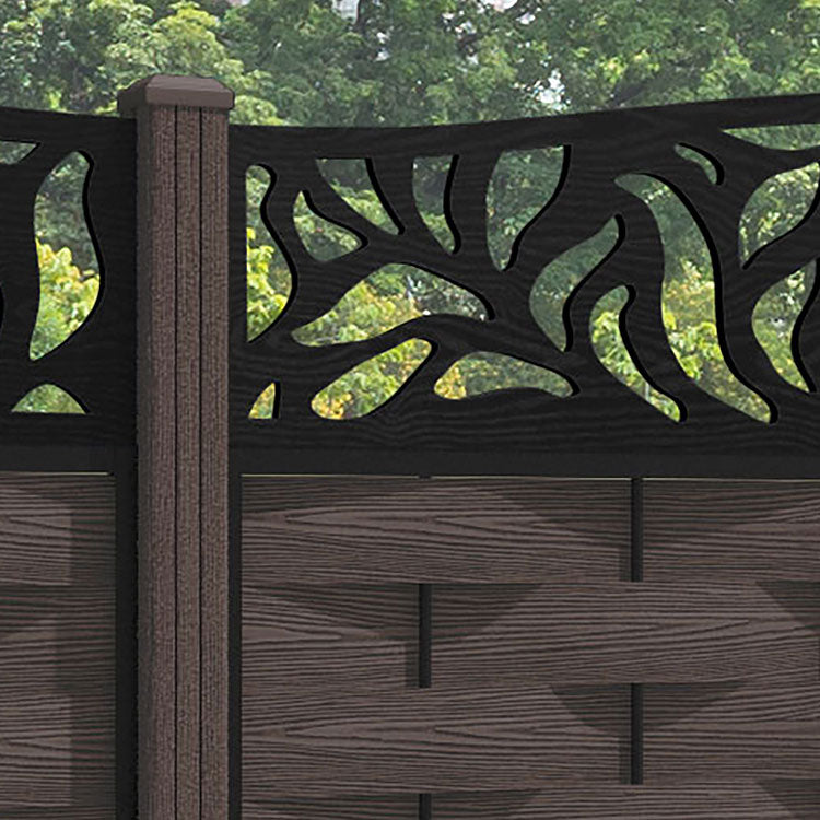Ripple Plume Curved Top Fence Panel - Mid Brown - with our composite posts