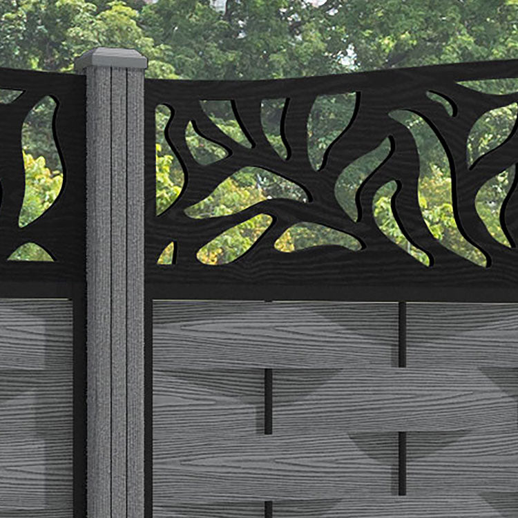 Ripple Plume Curved Top Fence Panel - Mid Grey - with our composite posts
