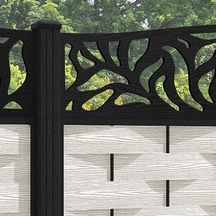 Ripple Plume Curved Top Fence Panel - Light Stone - with our composite posts
