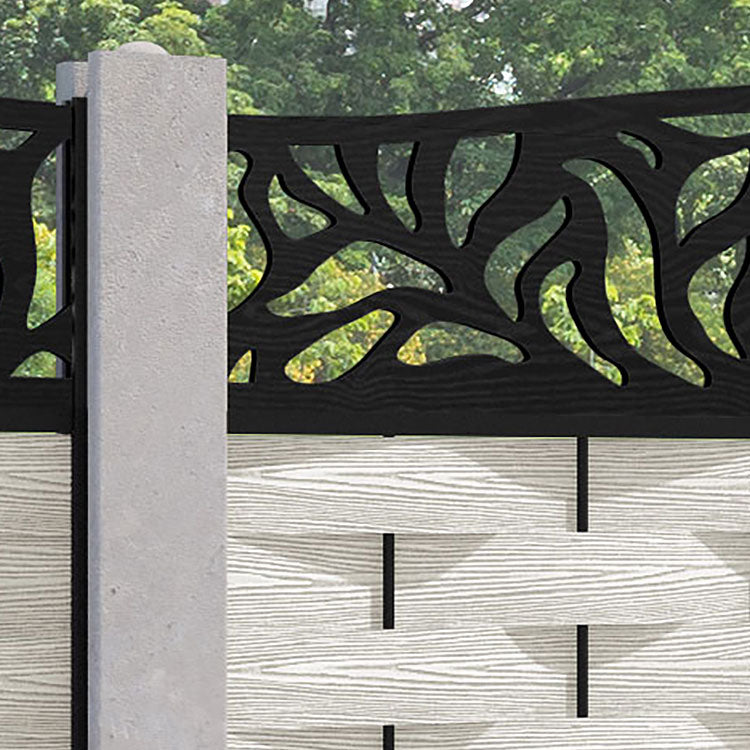 Ripple Plume Curved Top Fence Panel - Light Stone - for existing concrete posts