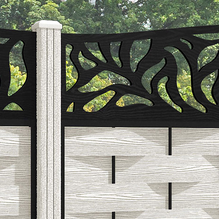 Ripple Plume Curved Top Fence Panel - Light Stone - with our composite posts