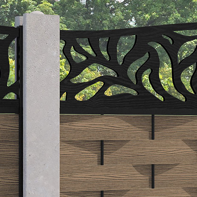 Ripple Plume Curved Top Fence Panel - Teak - for existing concrete posts