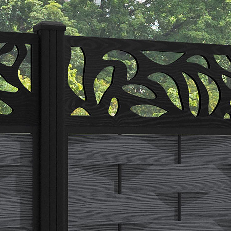 Ripple Plume Fence Panel - Dark Grey - with our aluminium posts