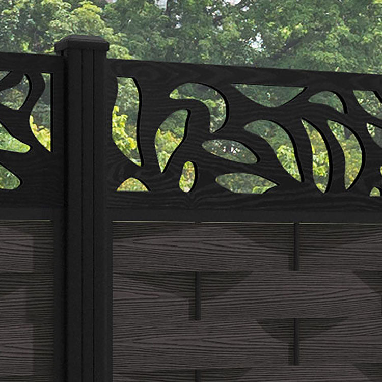 Ripple Plume Fence Panel - Dark Oak - with our aluminium posts