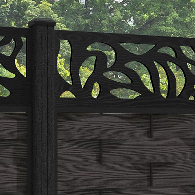 Ripple Plume Fence Panel - Dark Oak - with our composite posts