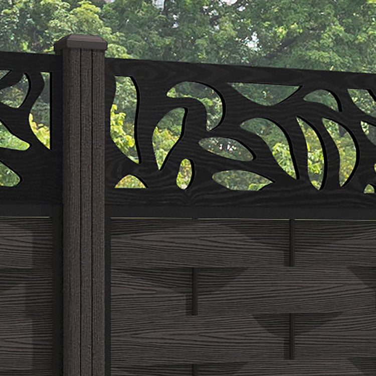 Ripple Plume Fence Panel - Dark Oak - with our composite posts