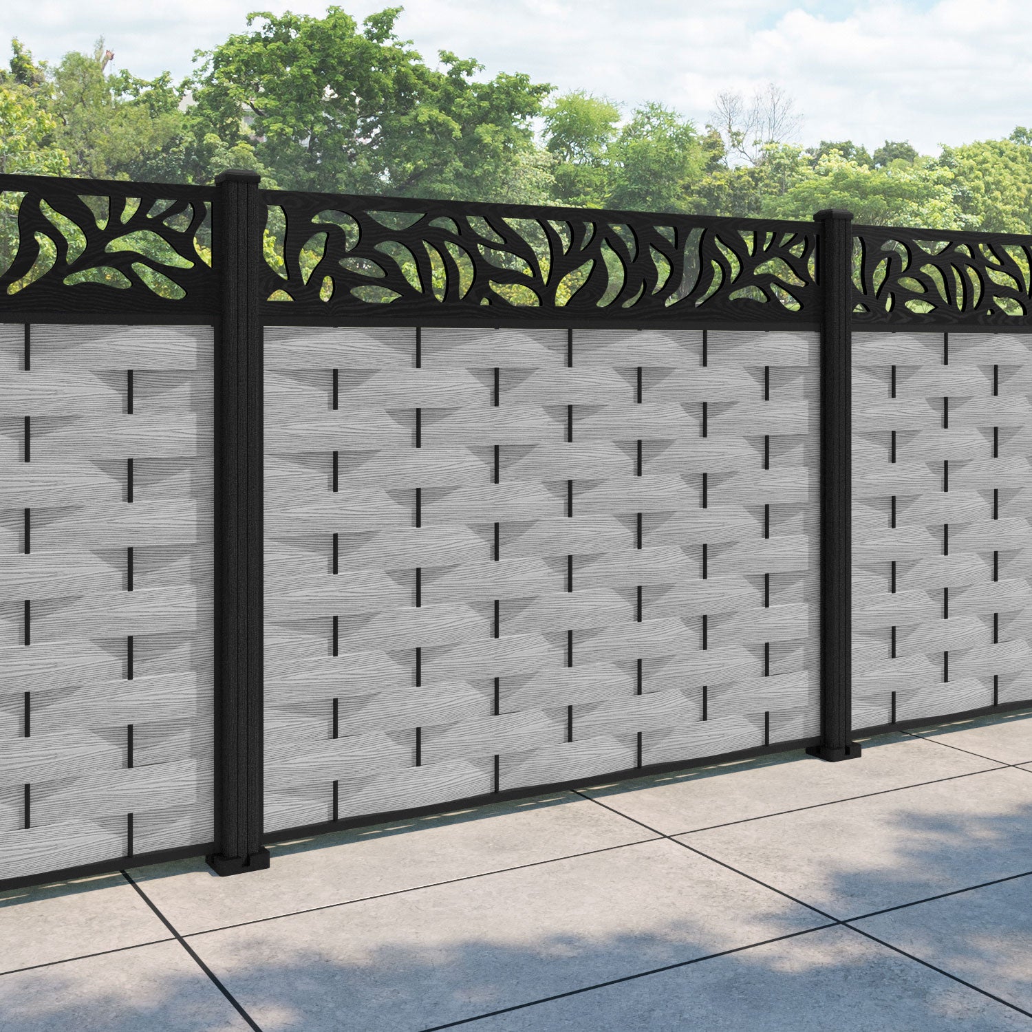 Ripple Plume Fence Panel - Light Grey - with our composite posts