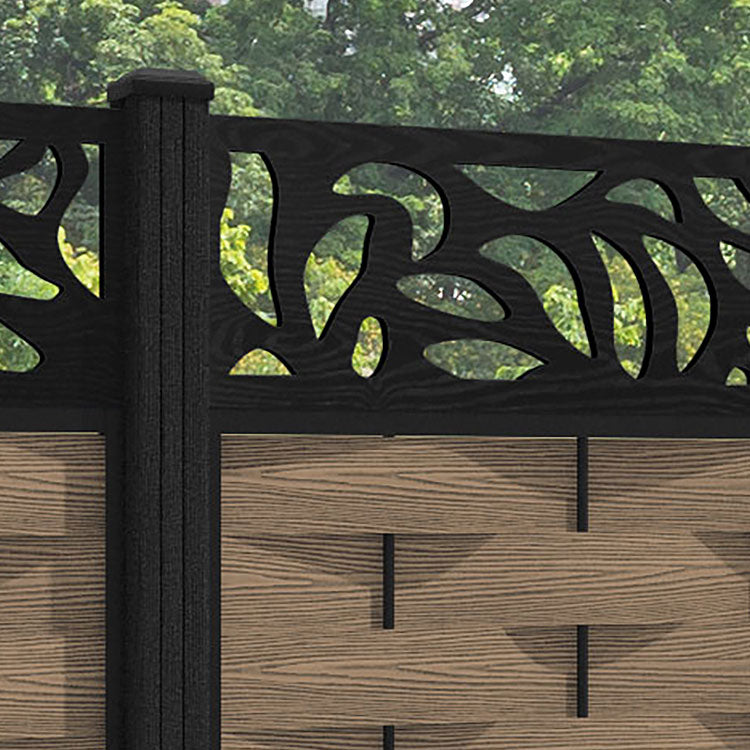 Ripple Plume Fence Panel - Teak - with our composite posts