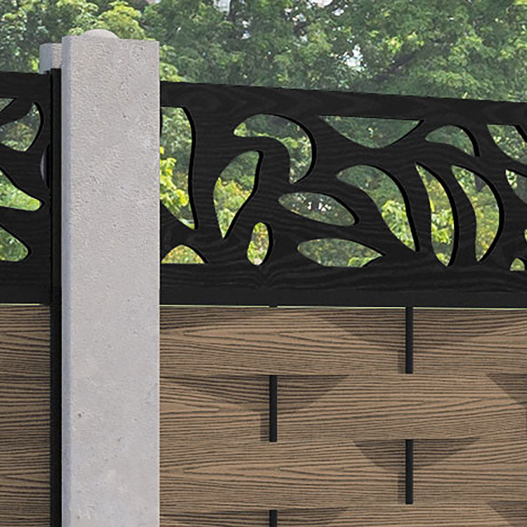 Ripple Plume Fence Panel - Teak - for existing concrete posts