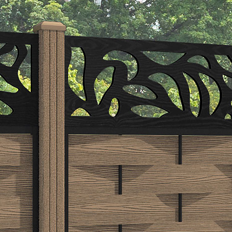 Ripple Plume Fence Panel - Teak - with our composite posts