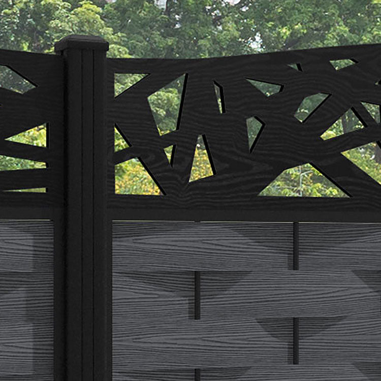 Ripple Prism Curved Top Fence Panel - Dark Grey - with our aluminium posts