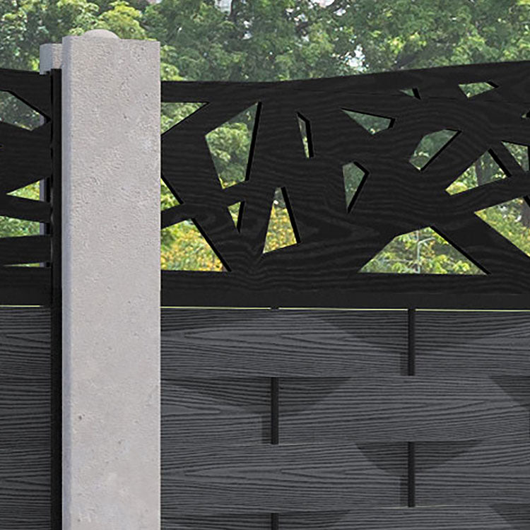 Ripple Prism Curved Top Fence Panel - Dark Grey - for existing concrete posts