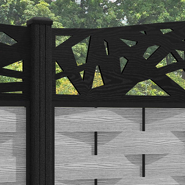 Ripple Prism Curved Top Fence Panel - Light Grey - with our composite posts